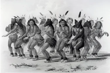 Indianischer Bärentanz, graviert von John McGahey